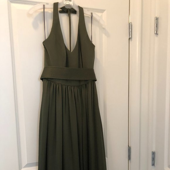 V Neck Halter Gown with Sash- Vera Wang Bridesmaid - Picture 2 of 4